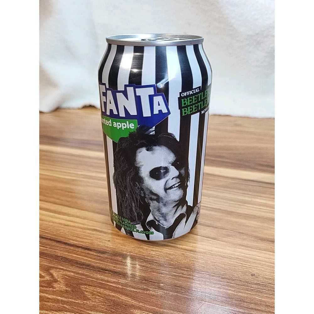 NEW LIMITED EDITION Beetlejuice Fanta Movie Haunted Apple Soda Can 12 FL Oz Rare